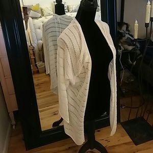 Cute White Woven Cardigan Sweater size L